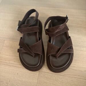 GIABORGHINI: GIA/RHW brown suede sandal